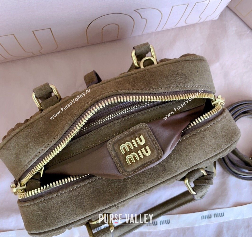 Miu Miu Arcadie matelasse suede top handle bag Cocoa Brown 2025 5BB142 (JD-251121076)
