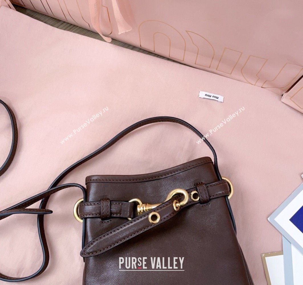Miu Miu Nappa Leather Pouch Mini Bag Briarwood Brown 2025 5NR461 (JD-251121038)