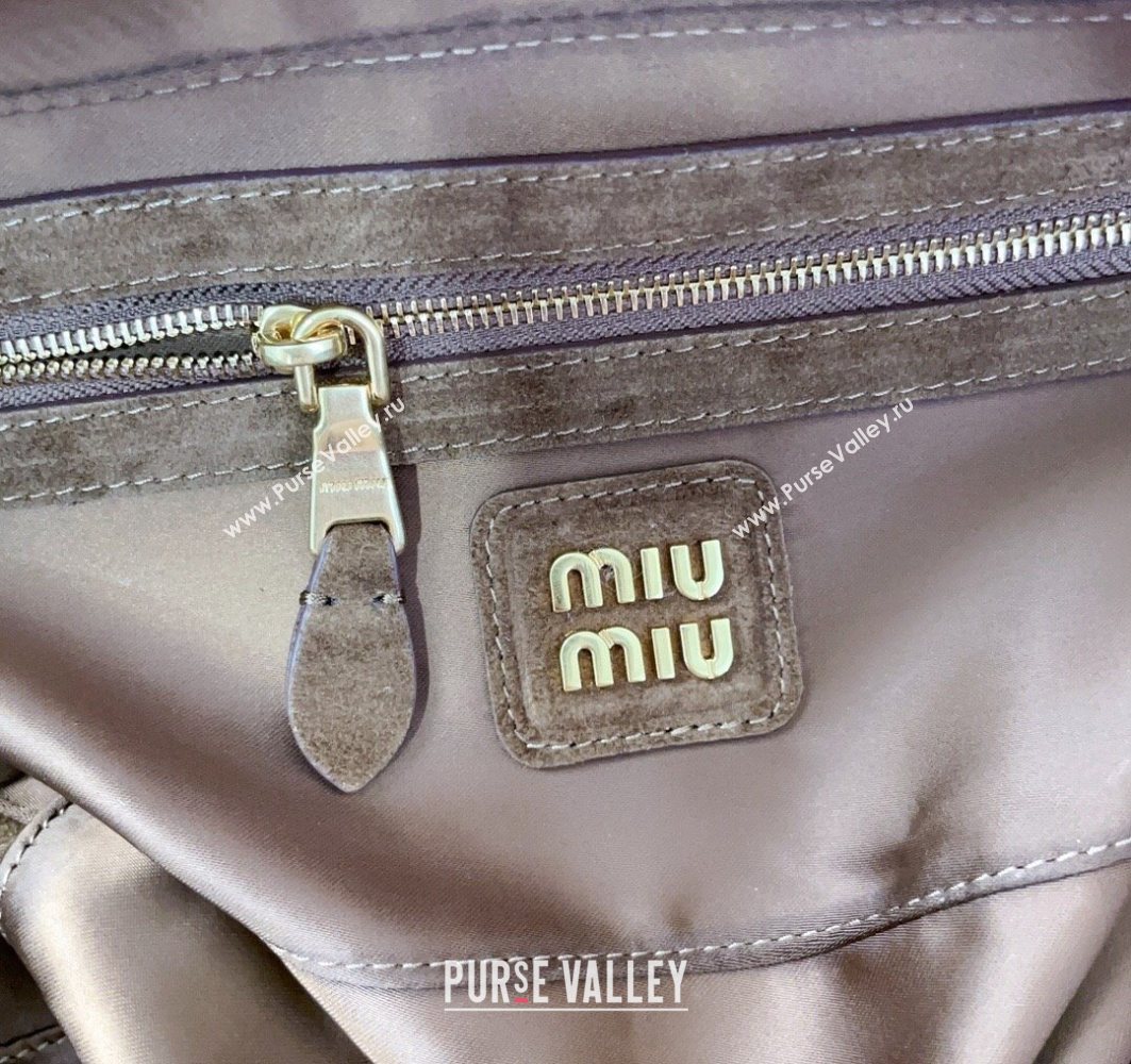 Miu Miu Arcadie Matelasse Suede top handle bag Cocoa Brown 2025 5BB148 (JD-251121077)