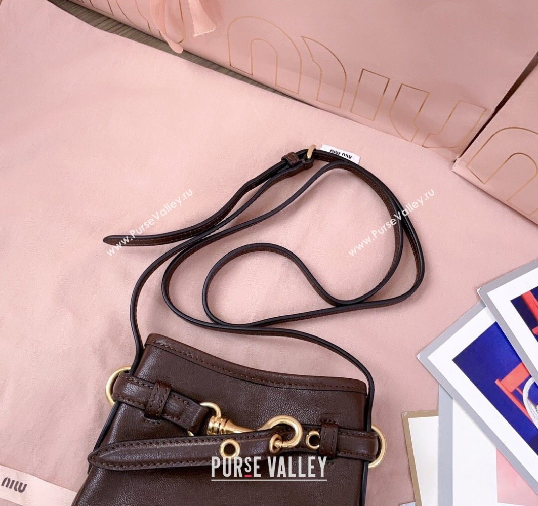 Miu Miu Nappa Leather Pouch Mini Bag Briarwood Brown 2025 5NR461 (JD-251121038)