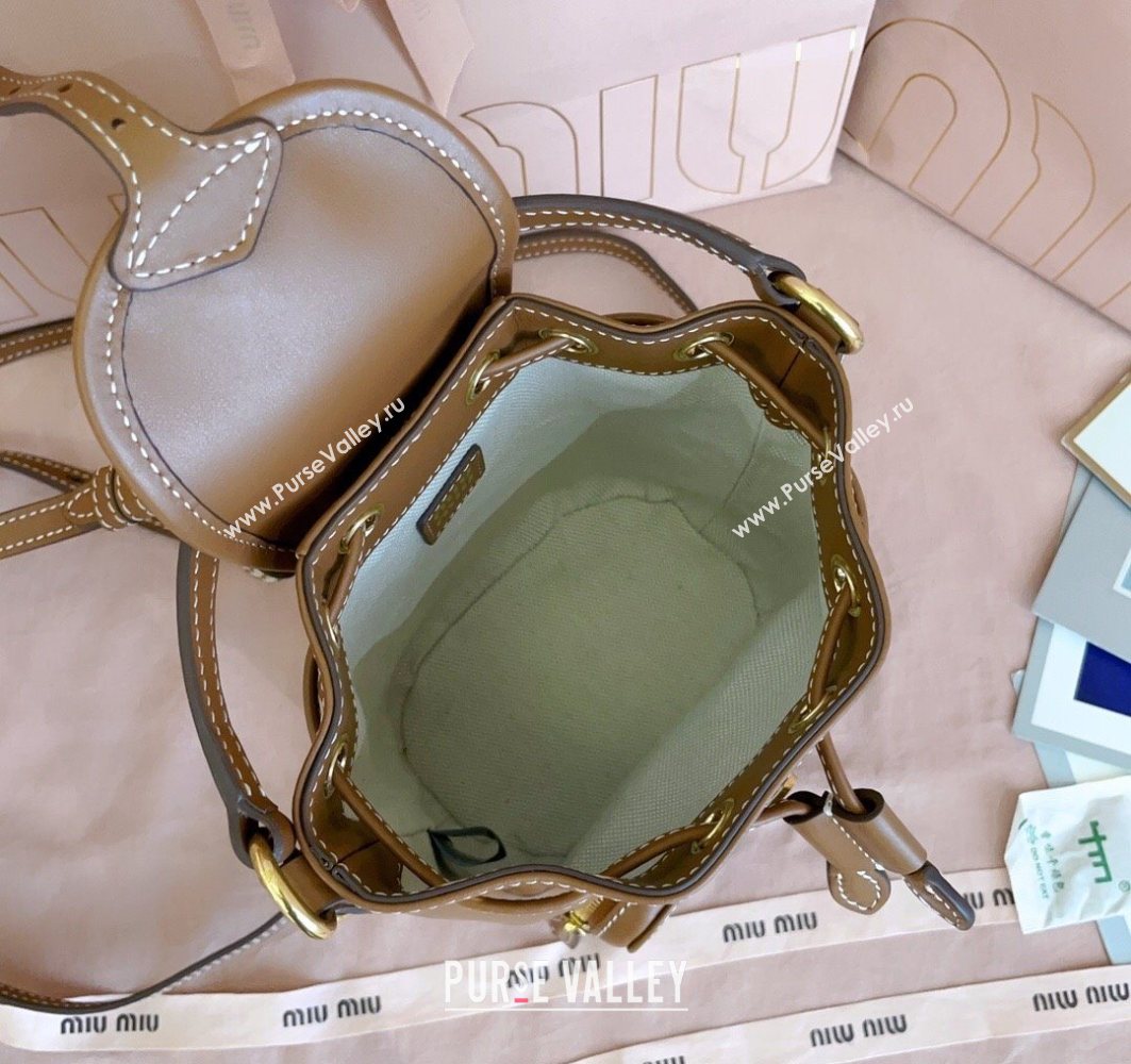 Miu Miu Leather Mini Backpack Bag Cognac Brown 2025 5BZ045 (JD-251121078)