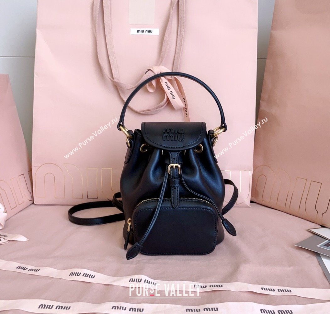 Miu Miu Leather Mini Backpack Bag Black 2025 5BZ045 (JD-251121081)
