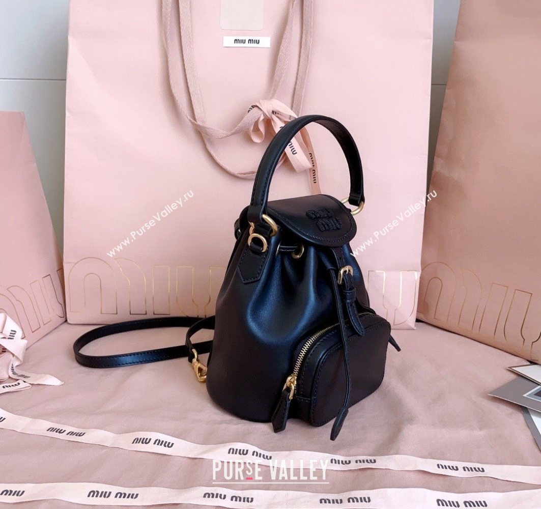 Miu Miu Leather Mini Backpack Bag Black 2025 5BZ045 (JD-251121081)