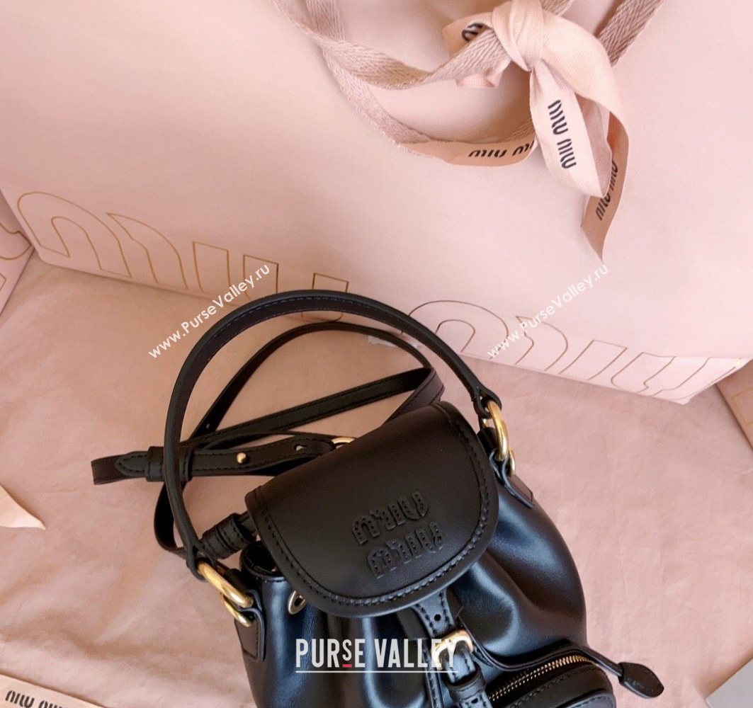 Miu Miu Leather Mini Backpack Bag Black 2025 5BZ045 (JD-251121081)