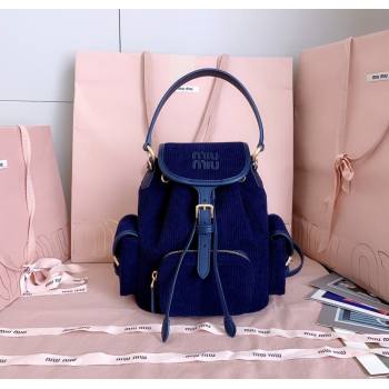Miu Miu Corduroy backpack bag Navy Blue 2025 5BZ043 (JD-251121082)