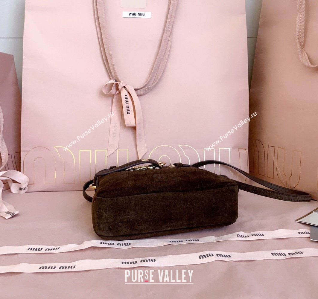 Miu Miu Suede Pouch Mini Bag Dark Brown 2025 5NR461 (JD-251121041)