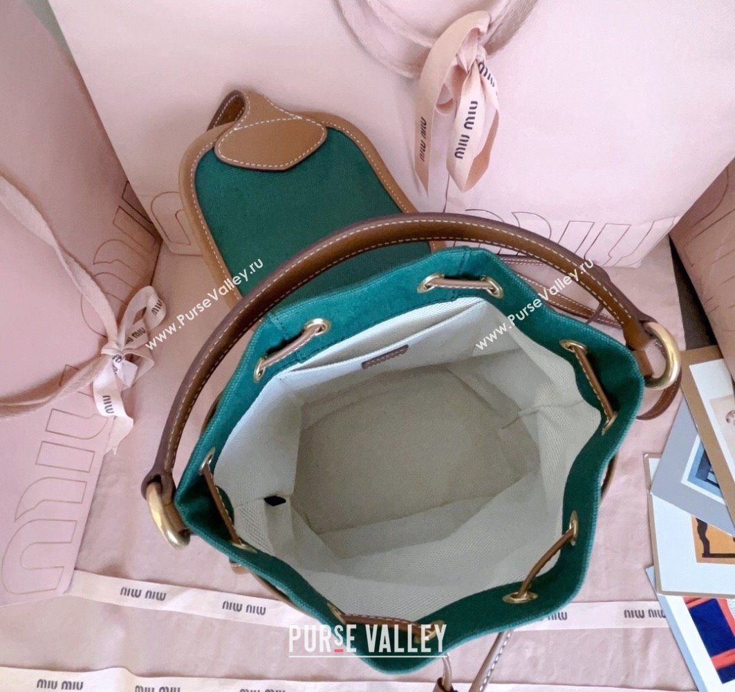 Miu Miu Canvas and leather backpack bag Billiard Green 2025 5BZ043 (JD-251121084)