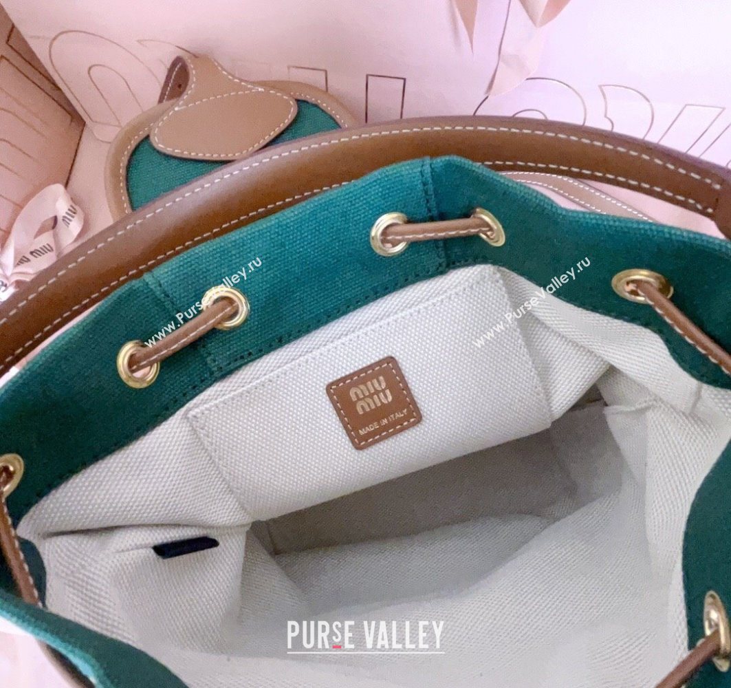 Miu Miu Canvas and leather backpack bag Billiard Green 2025 5BZ043 (JD-251121084)