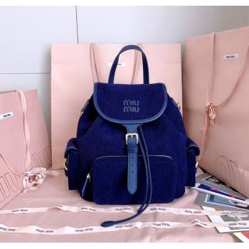 Miu Miu Corduroy backpack bag Navy Blue 2025 5BZ042 (JD-251121088)