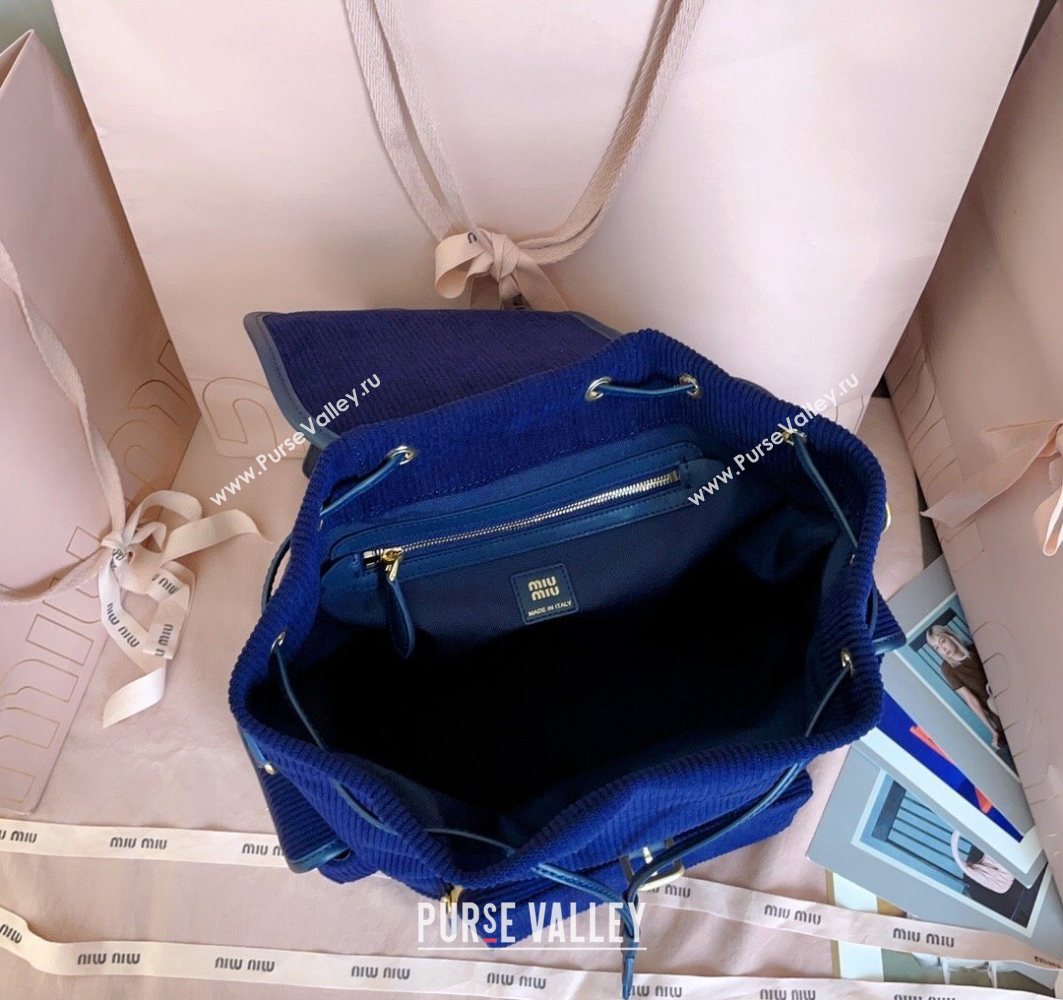 Miu Miu Corduroy backpack bag Navy Blue 2025 5BZ042 (JD-251121088)