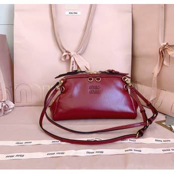 Miu Miu Leather Clutch Shoulder Bag Ruby Red 2025 5BF131 (JD-251121043)