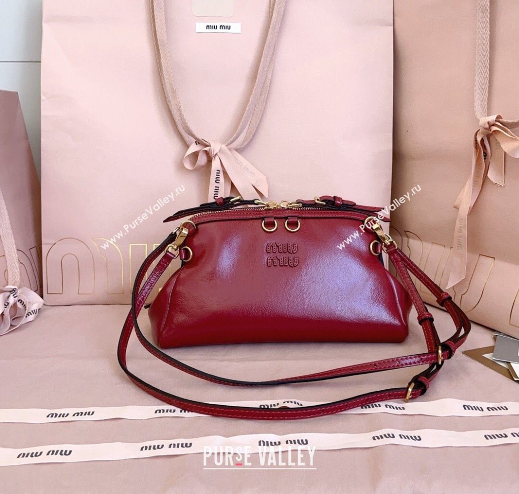 Miu Miu Leather Clutch Shoulder Bag Ruby Red 2025 5BF131 (JD-251121043)