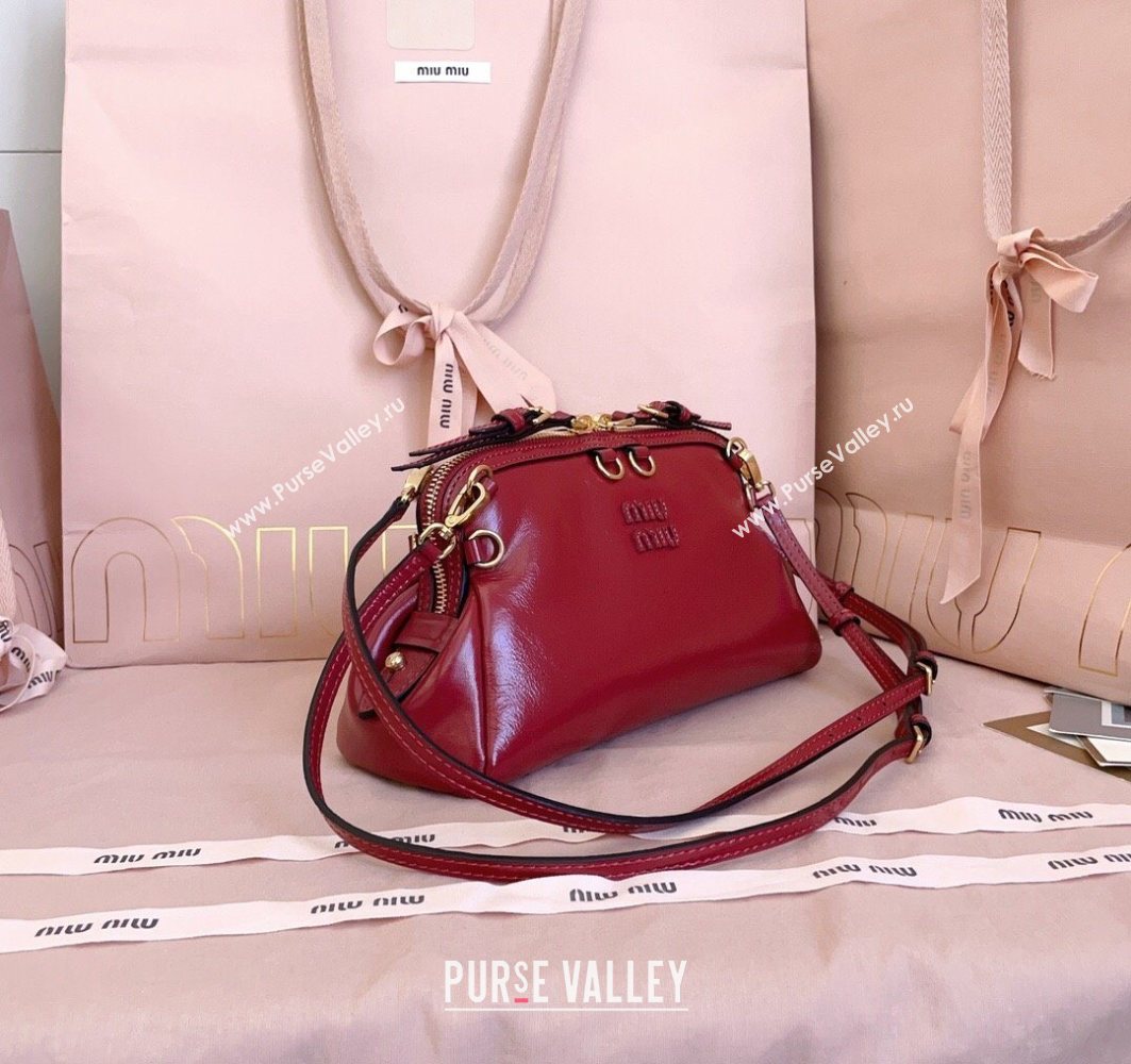 Miu Miu Leather Clutch Shoulder Bag Ruby Red 2025 5BF131 (JD-251121043)