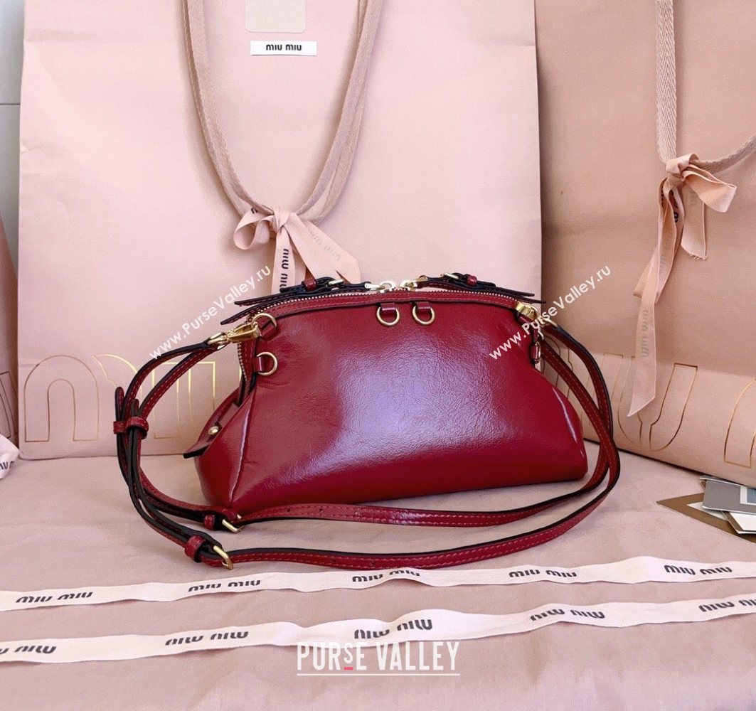 Miu Miu Leather Clutch Shoulder Bag Ruby Red 2025 5BF131 (JD-251121043)