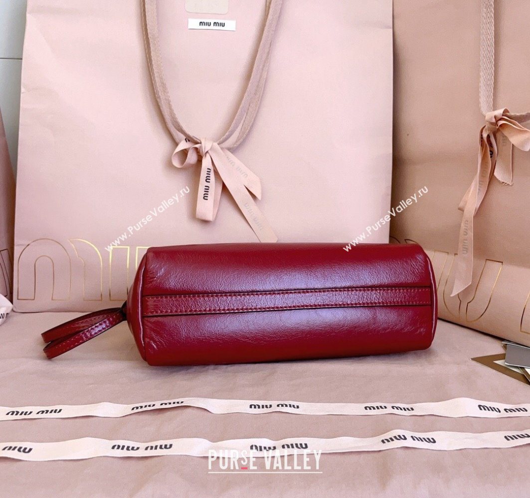 Miu Miu Leather Clutch Shoulder Bag Ruby Red 2025 5BF131 (JD-251121043)
