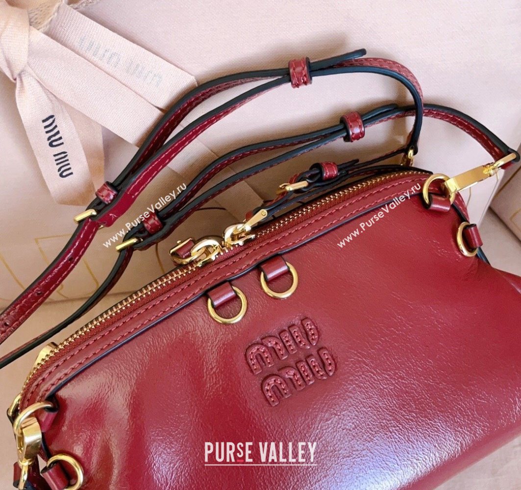 Miu Miu Leather Clutch Shoulder Bag Ruby Red 2025 5BF131 (JD-251121043)