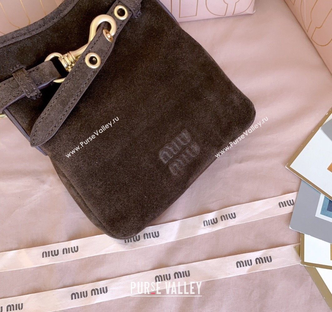 Miu Miu Suede Pouch Mini Bag Dark Brown 2025 5NR461 (JD-251121041)