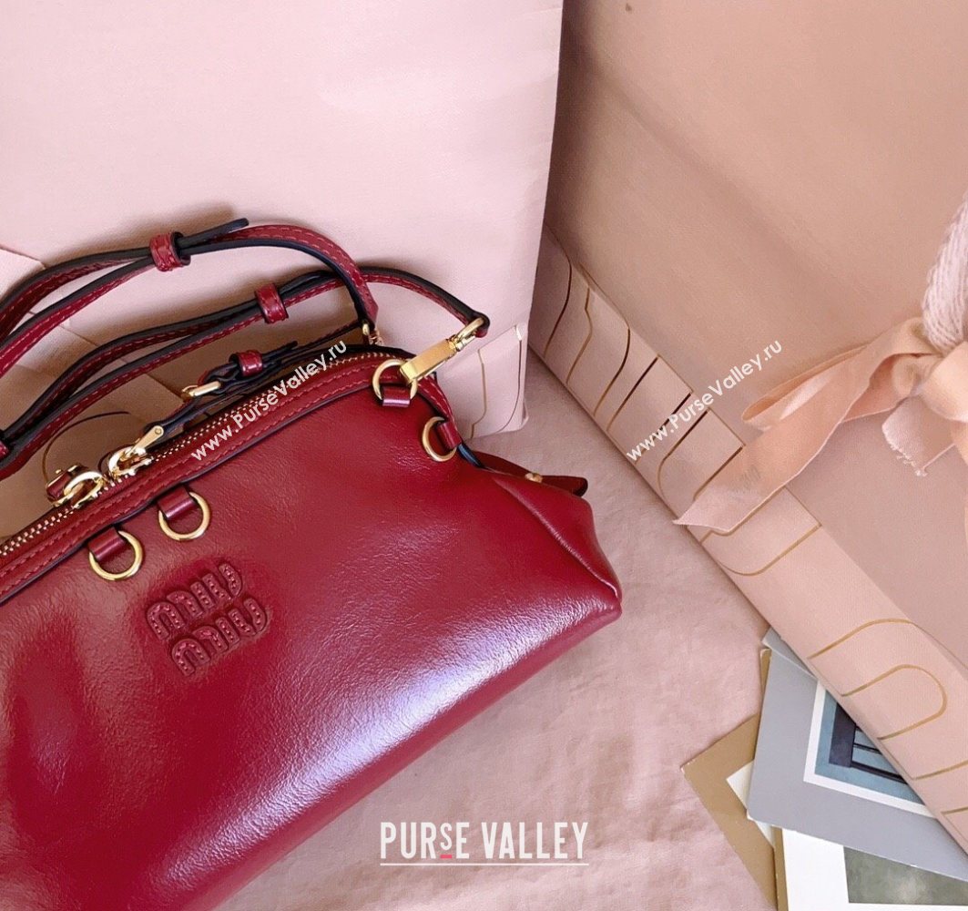 Miu Miu Leather Clutch Shoulder Bag Ruby Red 2025 5BF131 (JD-251121043)