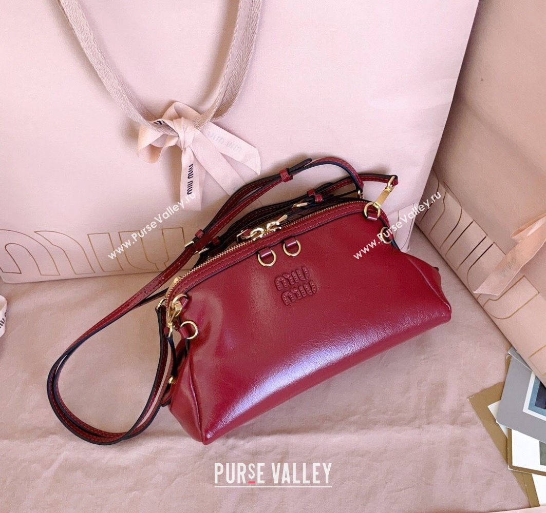 Miu Miu Leather Clutch Shoulder Bag Ruby Red 2025 5BF131 (JD-251121043)