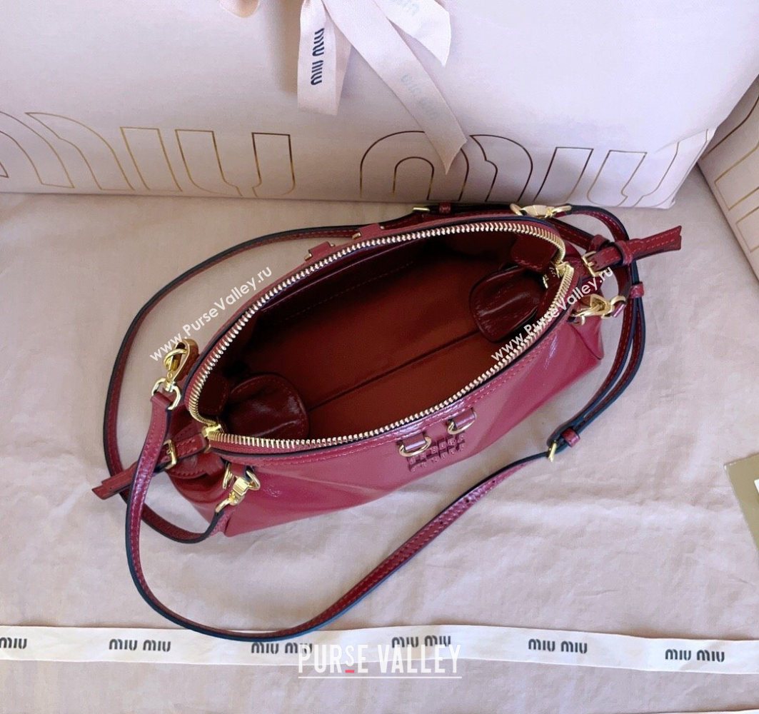 Miu Miu Leather Clutch Shoulder Bag Ruby Red 2025 5BF131 (JD-251121043)