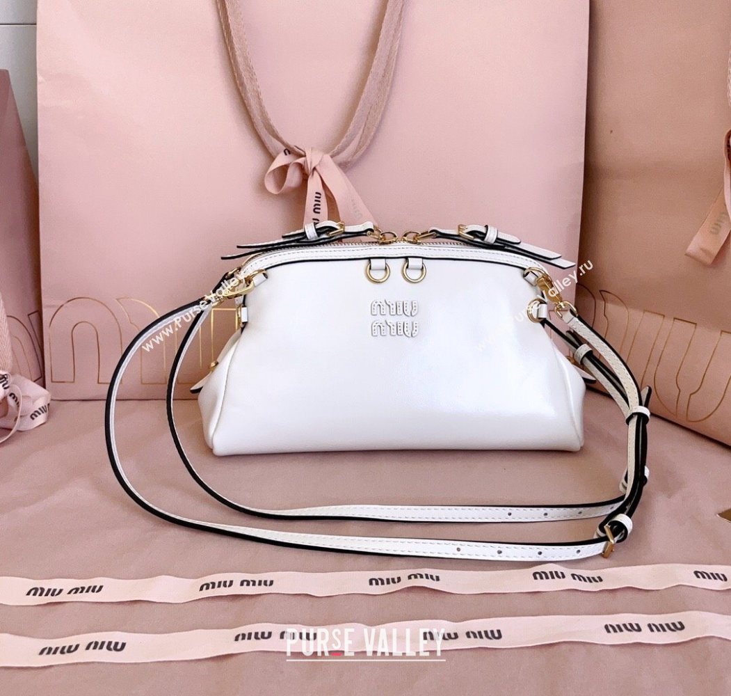 Miu Miu Leather Clutch Shoulder Bag White 2025 5BF131 (JD-251121045)
