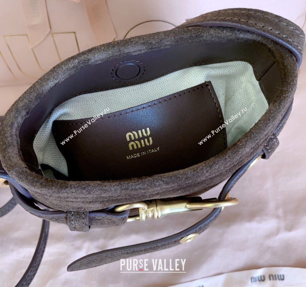 Miu Miu Suede Pouch Mini Bag Dark Brown 2025 5NR461 (JD-251121041)