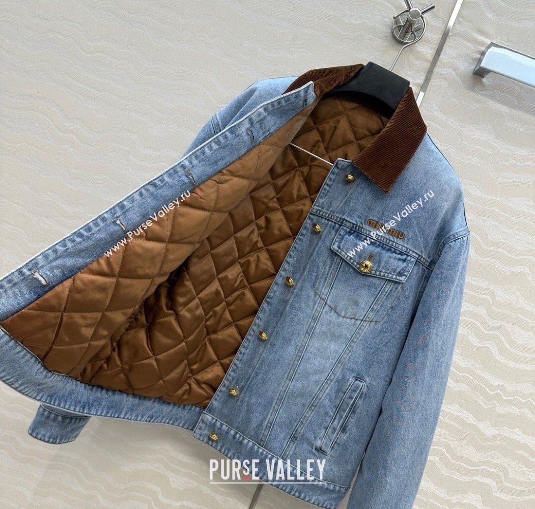 Miu Miu Quilted Denim Jacket Light Blue 2025 MM120212 (QI-251201032)