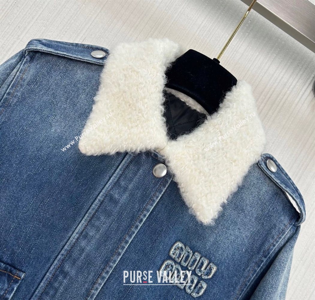 Miu Miu Denim Quilted Jacket Blue 2025 MM120218 (QI-251201038)