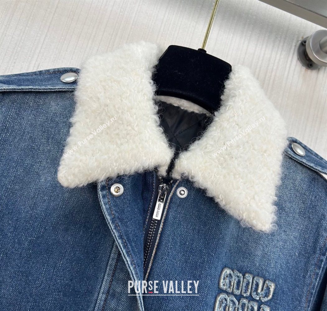 Miu Miu Denim Quilted Jacket Blue 2025 MM120218 (QI-251201038)