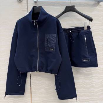 Miu Miu Jacket and Skirt Set Dark Blue 2025 MM120222 (QI-251201042)
