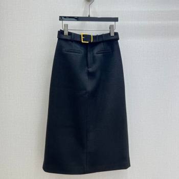Miu Miu Wool Blend Skirt Black 2025 MM1202 (QI-251201017)