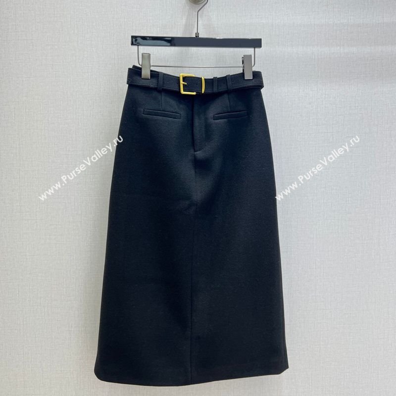 Miu Miu Wool Blend Skirt Black 2025 MM1202 (QI-251201017)