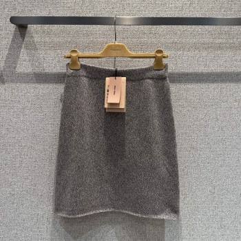 Miu Miu Wool Knit Skirt Grey 2025 MM120229 (QI-251201049)