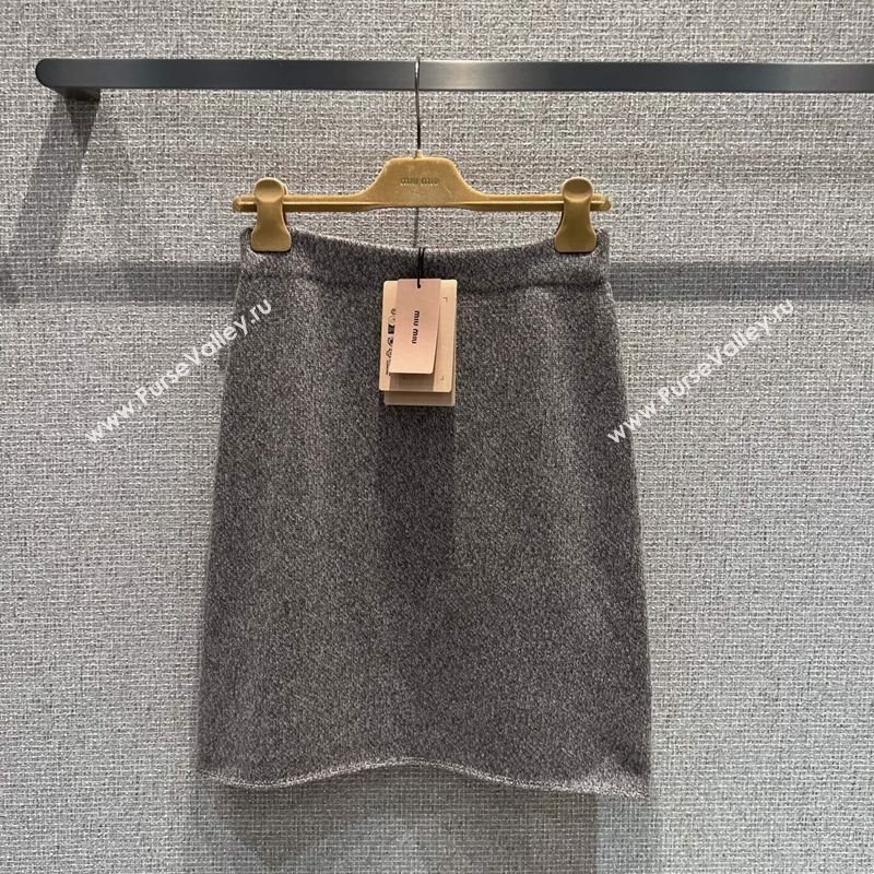 Miu Miu Wool Knit Skirt Grey 2025 MM120229 (QI-251201049)