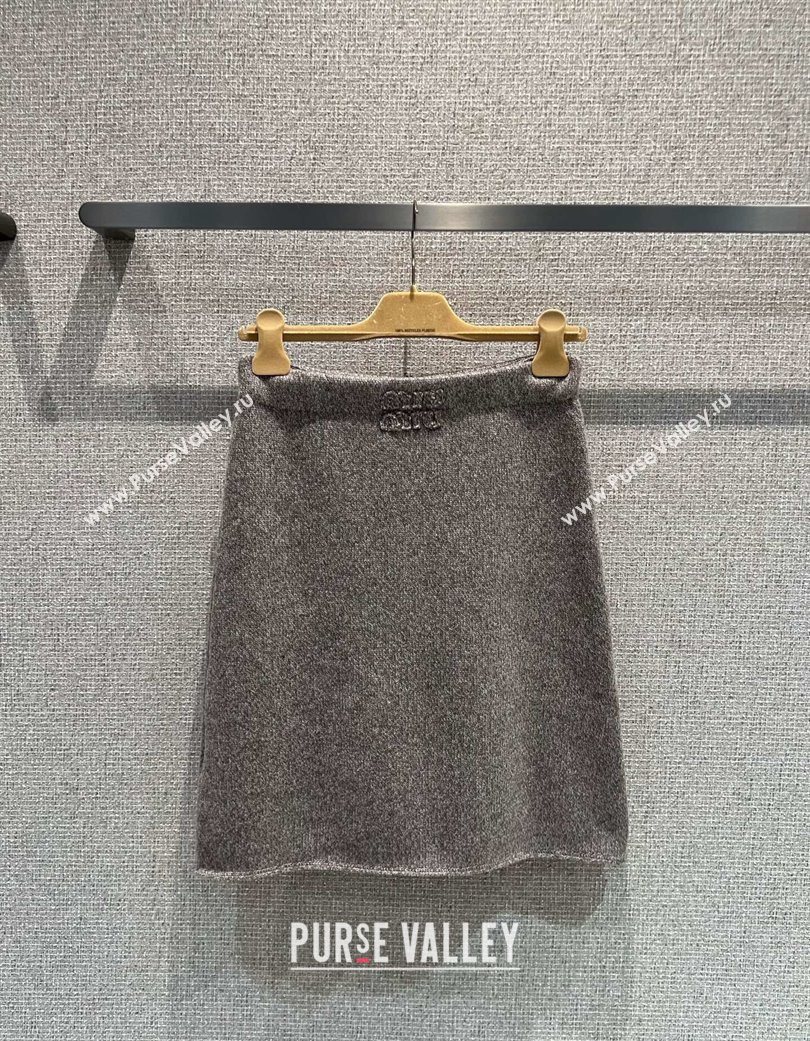 Miu Miu Wool Knit Skirt Grey 2025 MM120229 (QI-251201049)
