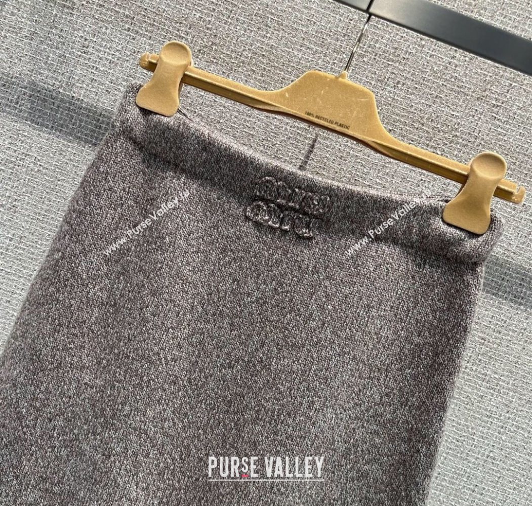 Miu Miu Wool Knit Skirt Grey 2025 MM120229 (QI-251201049)