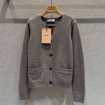 Miu Miu Wool Knit Cardigan Grey 2025 MM120229 (QI-251201050)