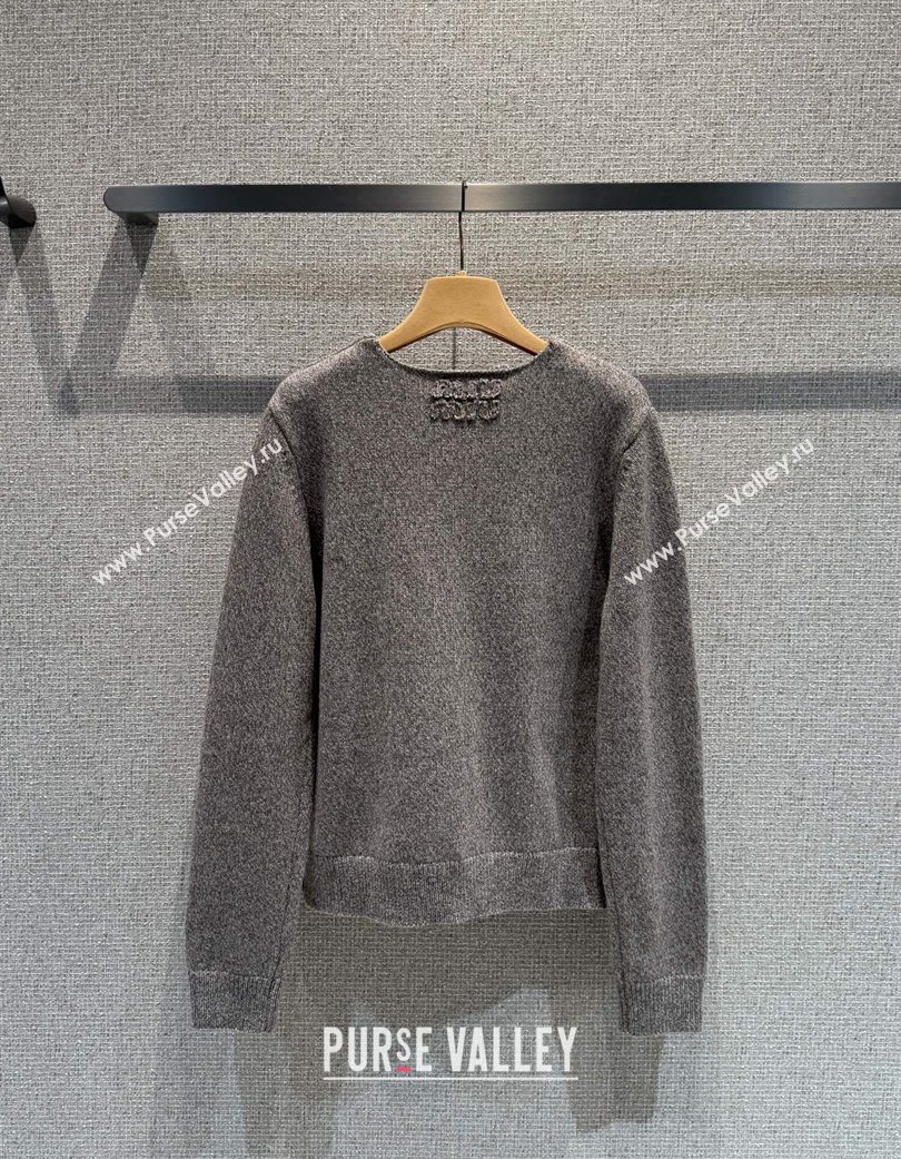 Miu Miu Wool Knit Cardigan Grey 2025 MM120229 (QI-251201050)