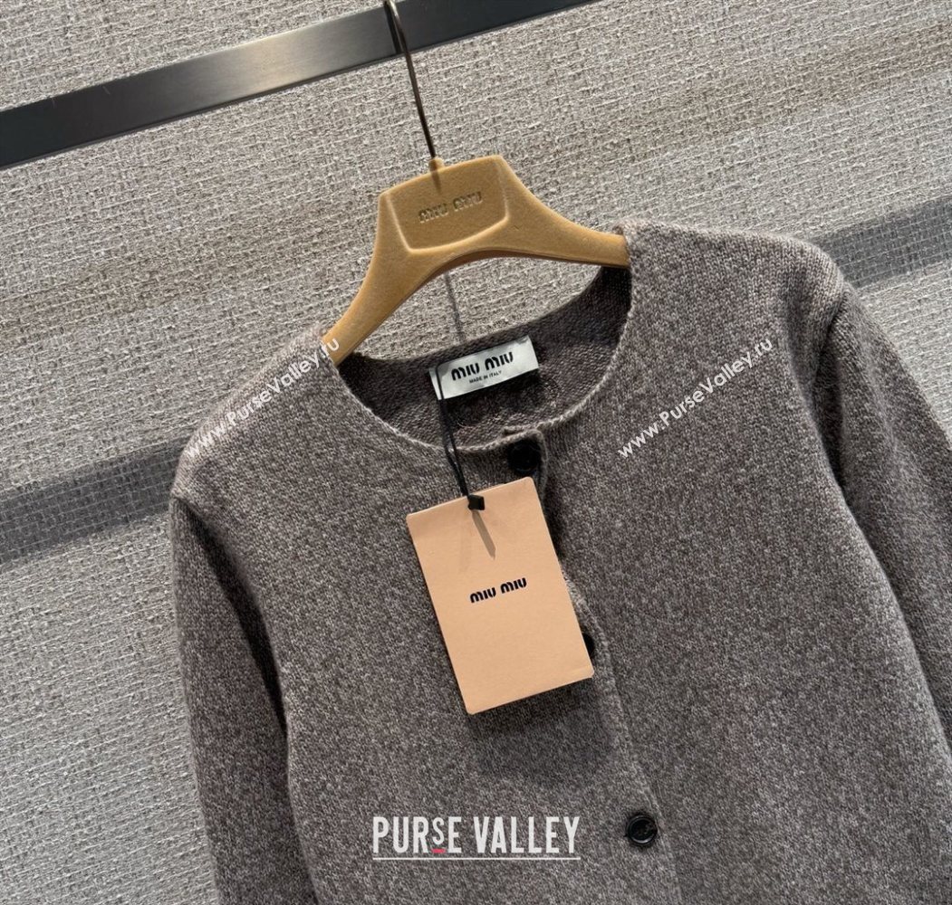 Miu Miu Wool Knit Cardigan Grey 2025 MM120229 (QI-251201050)