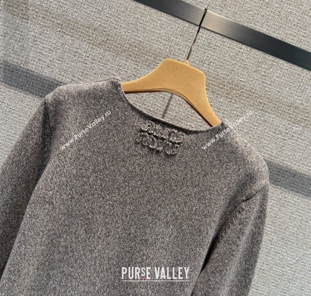 Miu Miu Wool Knit Cardigan Grey 2025 MM120229 (QI-251201050)