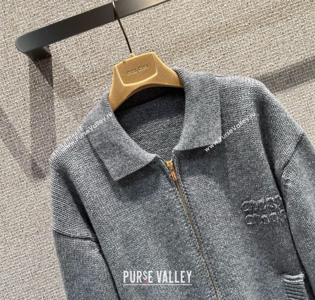Miu Miu Knit Cardigan Grey 2025 MM120236 (QI-251201056)