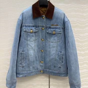 Miu Miu Quilted Denim Jacket Light Blue 2025 MM120212 (QI-251201032)