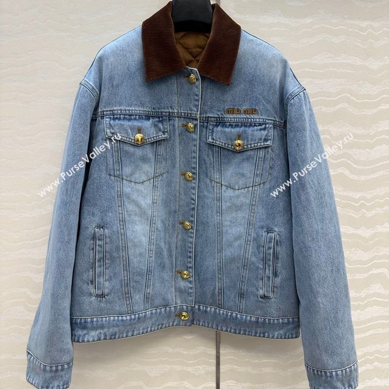 Miu Miu Quilted Denim Jacket Light Blue 2025 MM120212 (QI-251201032)