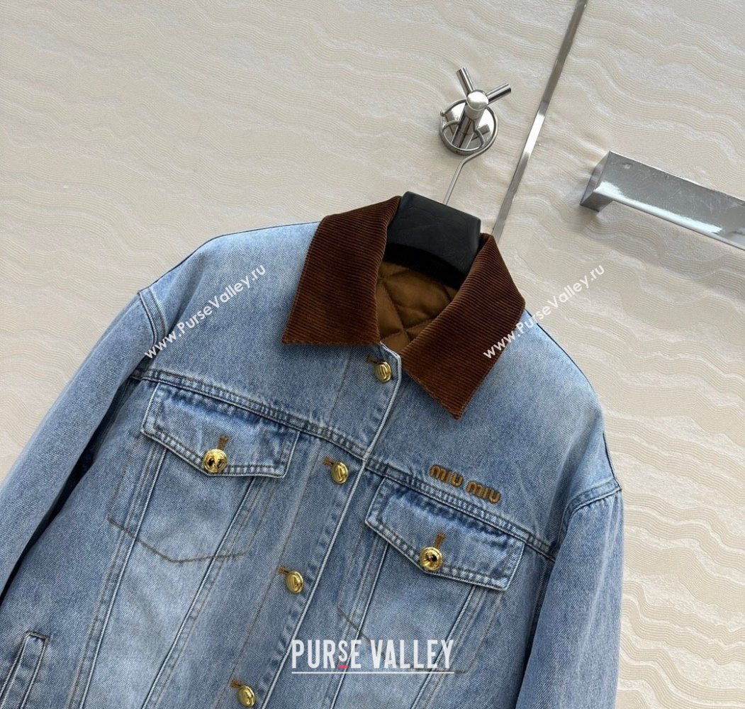 Miu Miu Quilted Denim Jacket Light Blue 2025 MM120212 (QI-251201032)