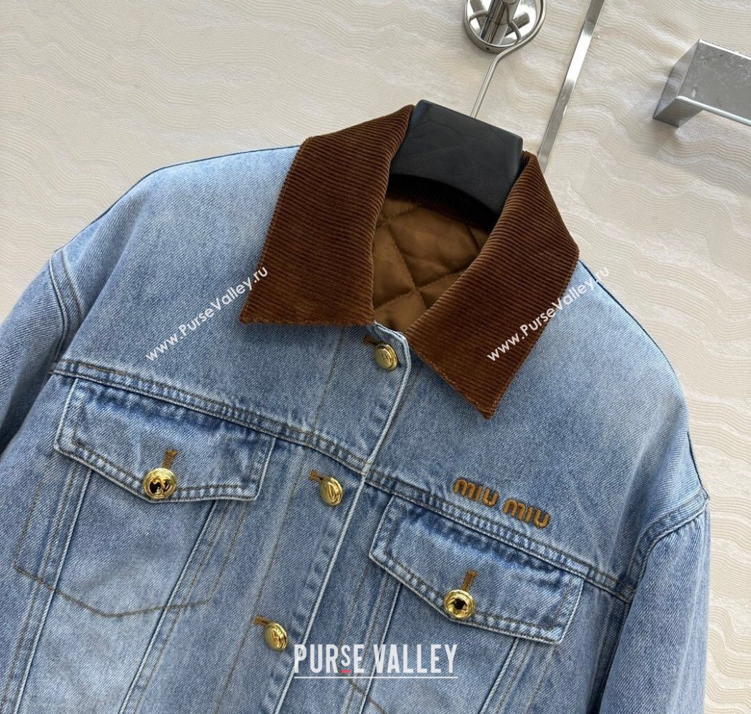 Miu Miu Quilted Denim Jacket Light Blue 2025 MM120212 (QI-251201032)