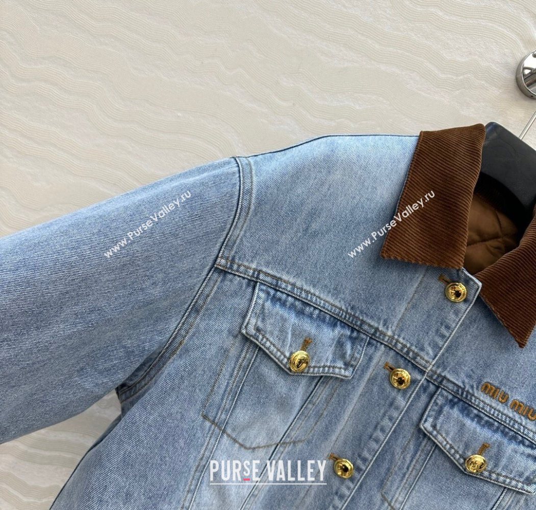 Miu Miu Quilted Denim Jacket Light Blue 2025 MM120212 (QI-251201032)