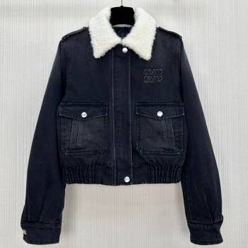 Miu Miu Denim Quilted Jacket Black 2025 MM120218 (QI-251201039)
