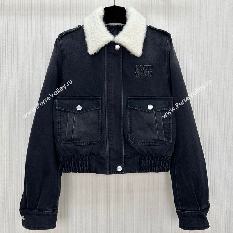 Miu Miu Denim Quilted Jacket Black 2025 MM120218 (QI-251201039)