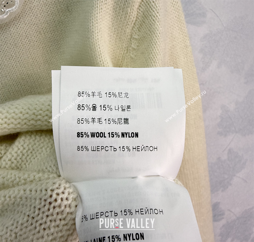 Miu Miu Wool Blend Cardigan with Blossom and Pearls Black 2025 MM120231 (QI-251201052)