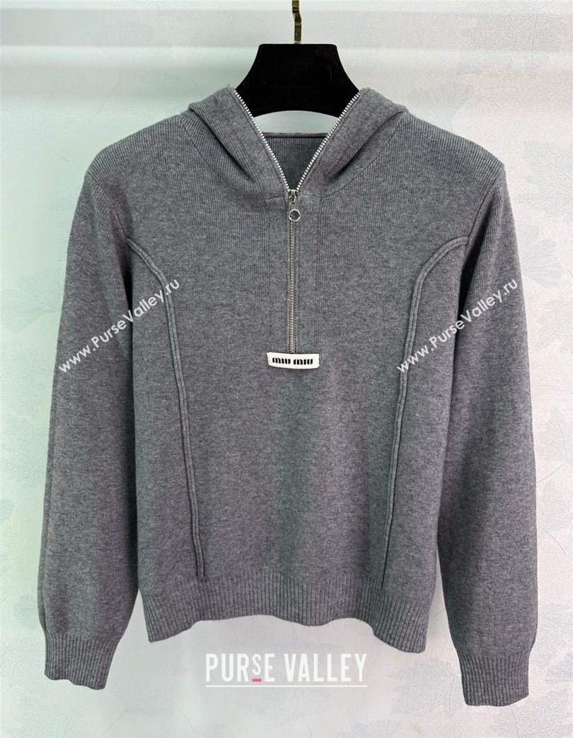 Miu Miu Wool Polo Shirt Grey 2025 MM120240 (QI-251201062)